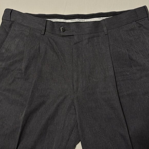 Perry Ellis Portfolio Dress Pants 38x30 Heather Gray Pleated Cuffed Classic Fit - Picture 4 of 10